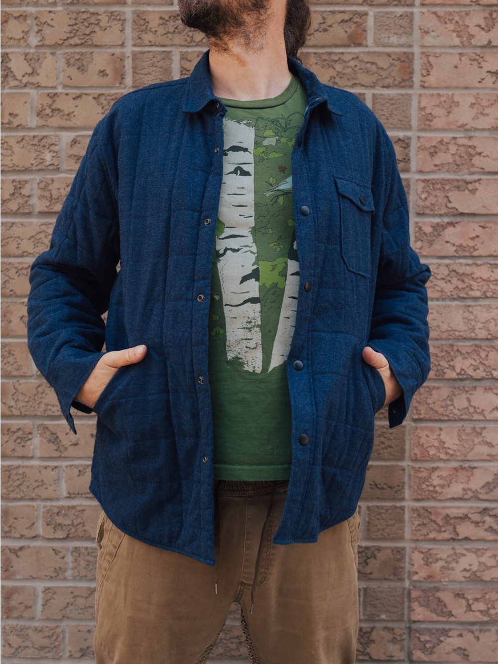 UNTUCKit Quilted Navy Snap Shirt Jacket